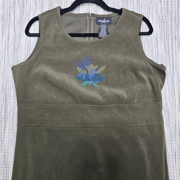 Vintage 90s Positive Attitude Womens 14 Petite Green Fall Maxi Dress Jacket Set - Picture 4 of 14